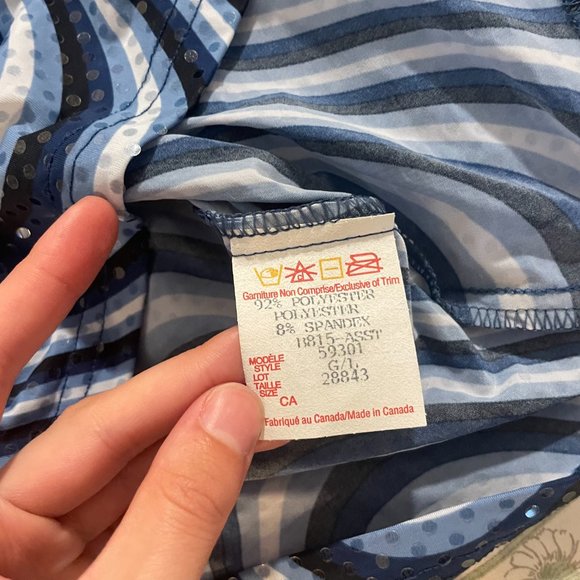 90s Psychedellic blue collared sleeveless blouse - Picture 13 of 14